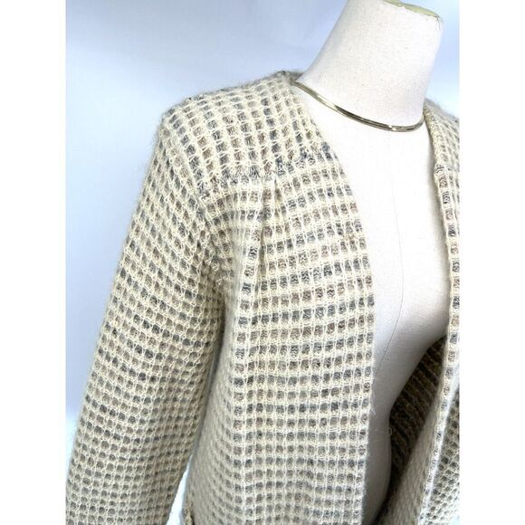 Vtg Wool Mohair Cardigan Sweater Size Medium Beige P.G.E. Open Front Old. Money - Picture 10 of 12